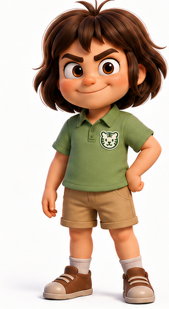 Rayna, the shorter younger sister in a green polo